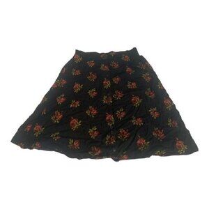 Why Not Clothing Co. Womens Large Black Floral Button Front Skirt Vintage Style